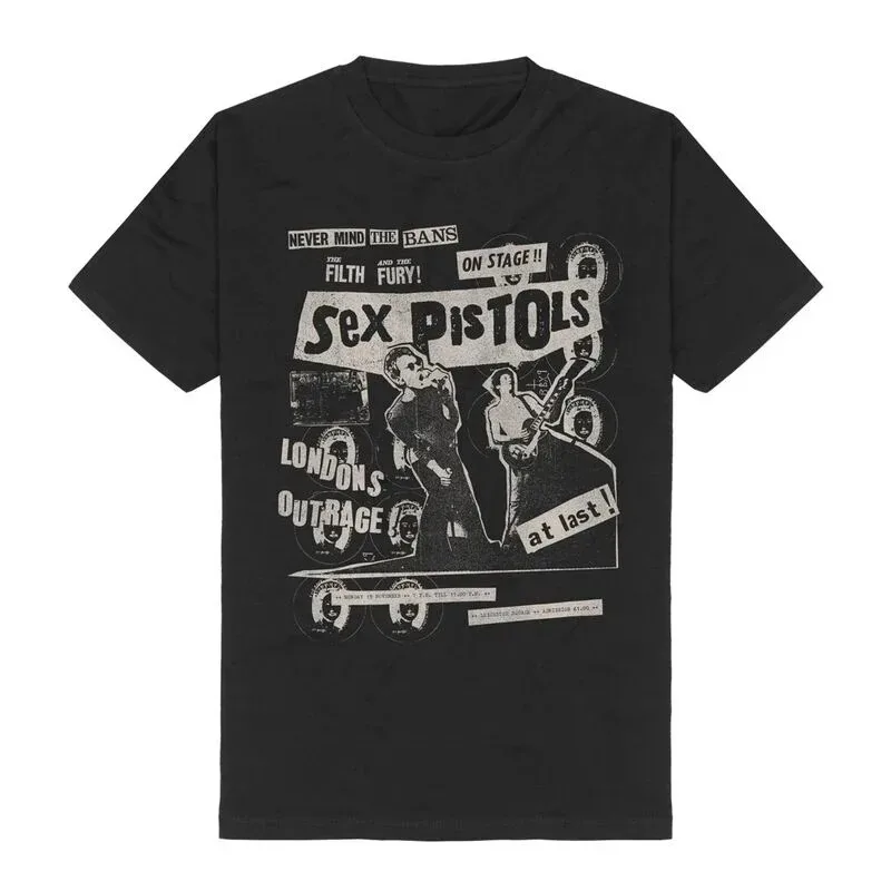 الجنس مسدسات الفرقة شعار تي شيرت الرجال الشرير الصخرة الجرافيك المحملة مع ملصق الرجعية والشعارات المتمردة المتضخم للجنسين مريحة #1