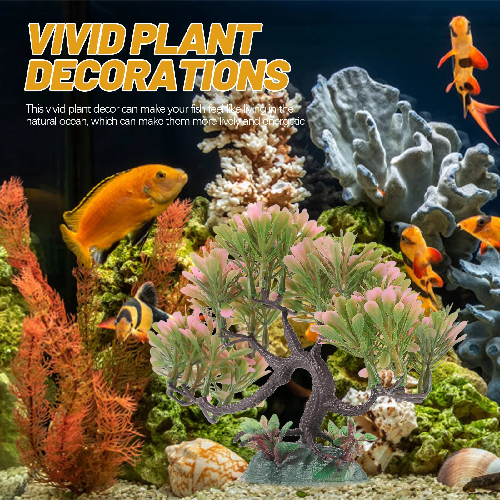 

Fake Aquarium Plant Small Tree Realistic Simulation Fish Tank Decoration Plastic Aquatic Plant Decor Lifelike Fish Tank