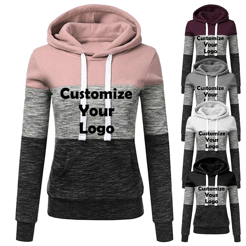 

Customized Hooded Shirt Outdoors Hoodies Women Sweatshirts Jogging Fashion Pullover Casual Color Block Long Sleeve Hoodies