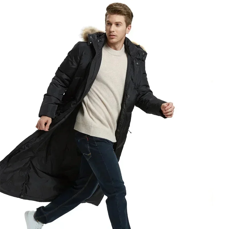 Men\'s Down Jacket Winter Jackets for Men 2025 New Warm 90% White Duck Puffer Coat Thickened Super Long To Ankle Doudoune Hommes