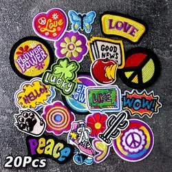 20pcs/Lot Love Peace Patches for Clothing Embroidery Applique Ironing Supplies Decorative Iron on Patch Parches