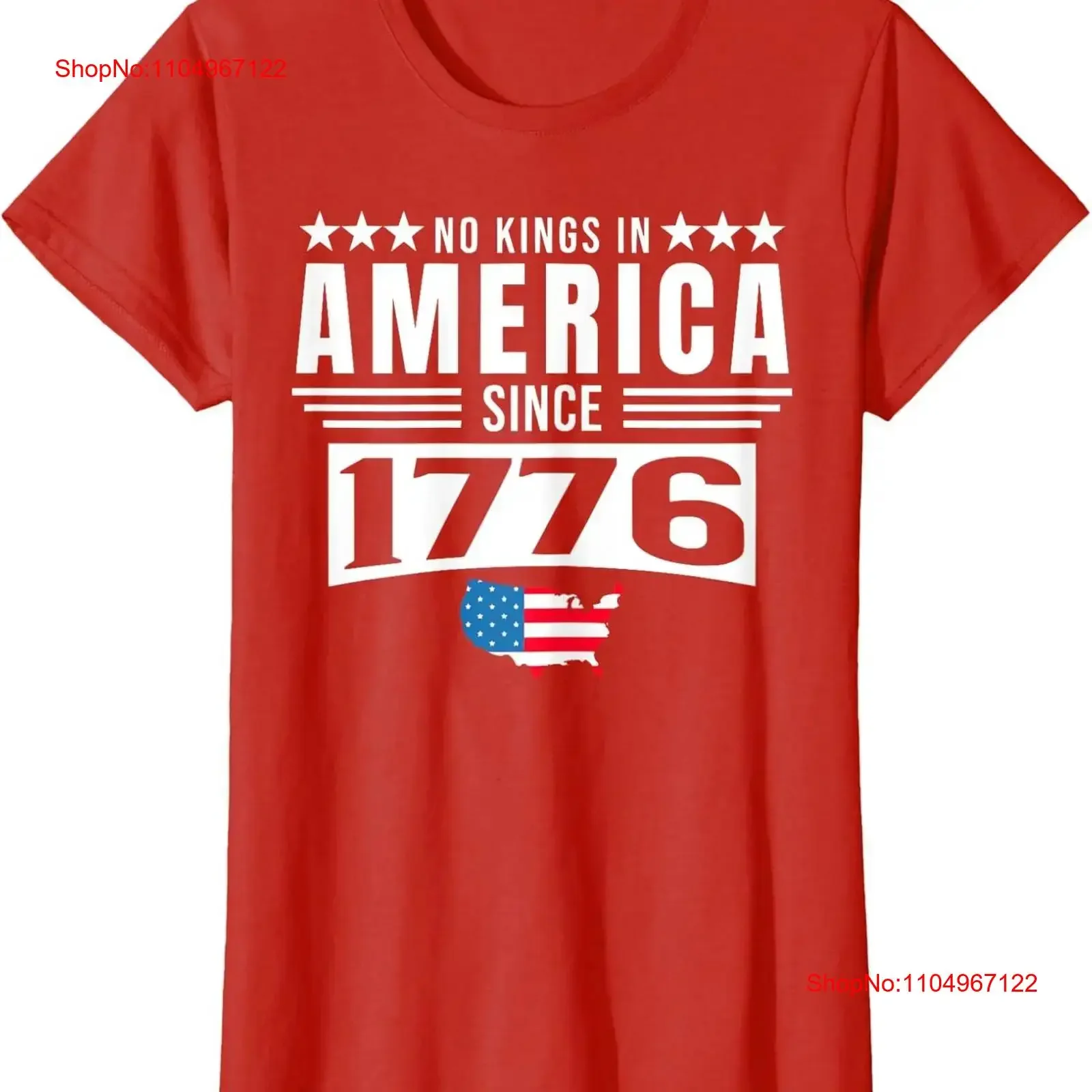 

No Kings In America Since 1776 Patriotic Celebration Ladies' Crewneck T Shirt vintage Washed Soft homme designer clothes