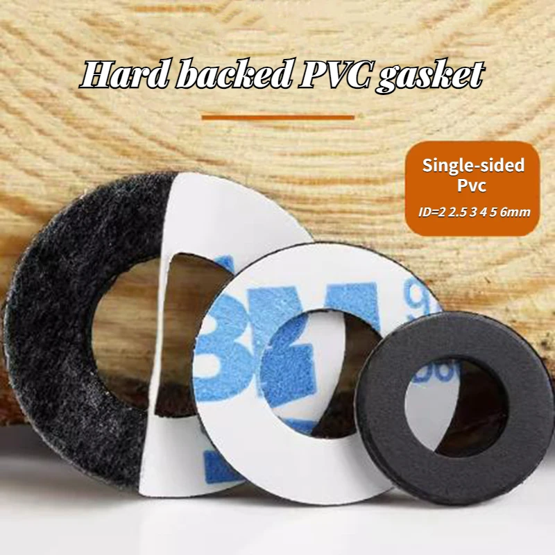 Single-sided Pvc Black Flat Pad Viscose ID 2-12mm Plastic Round Gasket with Rubber Screw Gasket Insulation Hard Mesons Customize