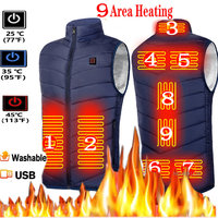 9 Areas Heated Vest Men Jacket Heated Winter Womens Electric Usb Heater Tactical Jacket Man Thermal Vest Body Warmer Coat 6XL