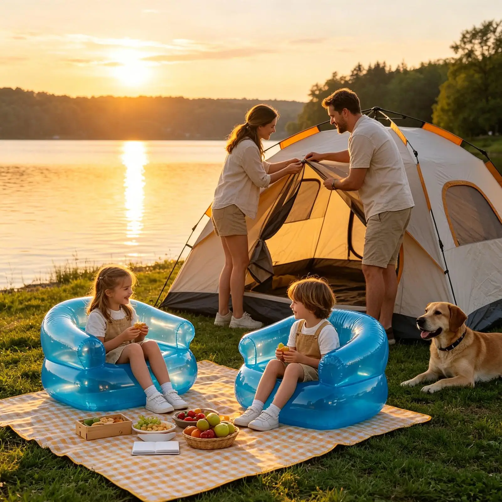 Inflatable Chair Thickened Pvc Waterproof Portable Sofa Inflatable Kids Chair For Camping Beach Party Pool Indoor Outdoor