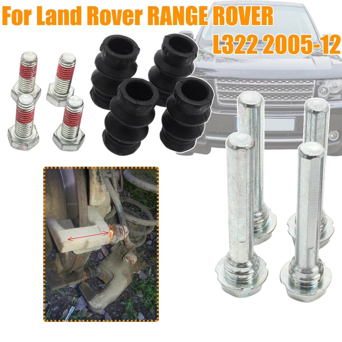 

For Land Rover RANGE ROVER L322 2005-2011 2012 Brake Caliper Cylinder Slider Guide Pin Bushing Boot Seal Kit Replacement Parts