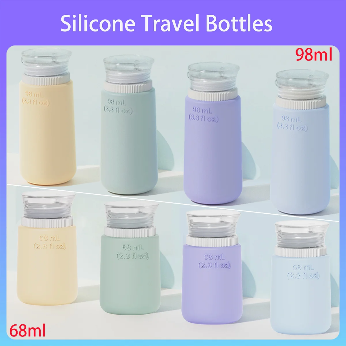 Travel container,toilet silicone dispensing bottle, leak proof,waterproof and drop proof, portable - can be carried on airplanes