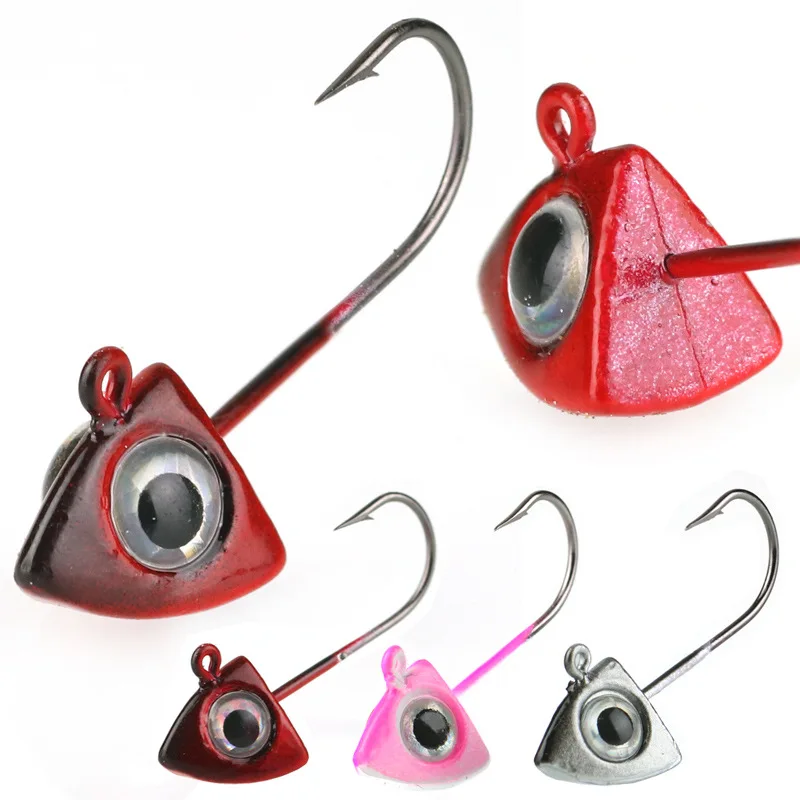 Triangle Jig Head Hook Strengthen Hooks Worm Lure Soft Bait Jigs Single Fishhook 2g/3g/4g Lot 3 Pieces