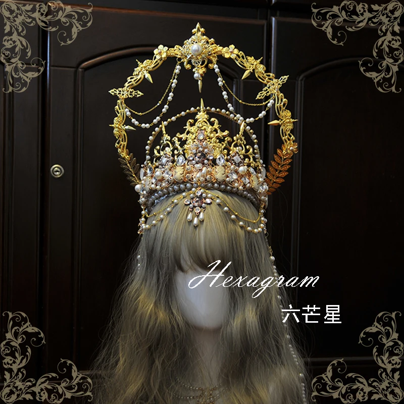 

Hexagram lolita virgin crown pope virgin halo headdress DIY exaggerated design photography props crown