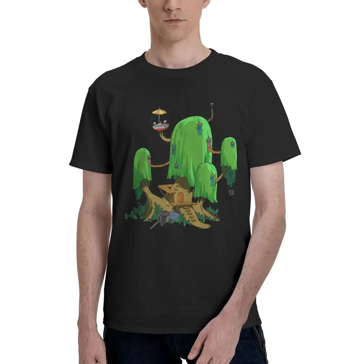 Tree From Adventure Time Essential T-Shirt Men's Basic Short Sleeve T-Shirt Black Round Neck Short Sleeve