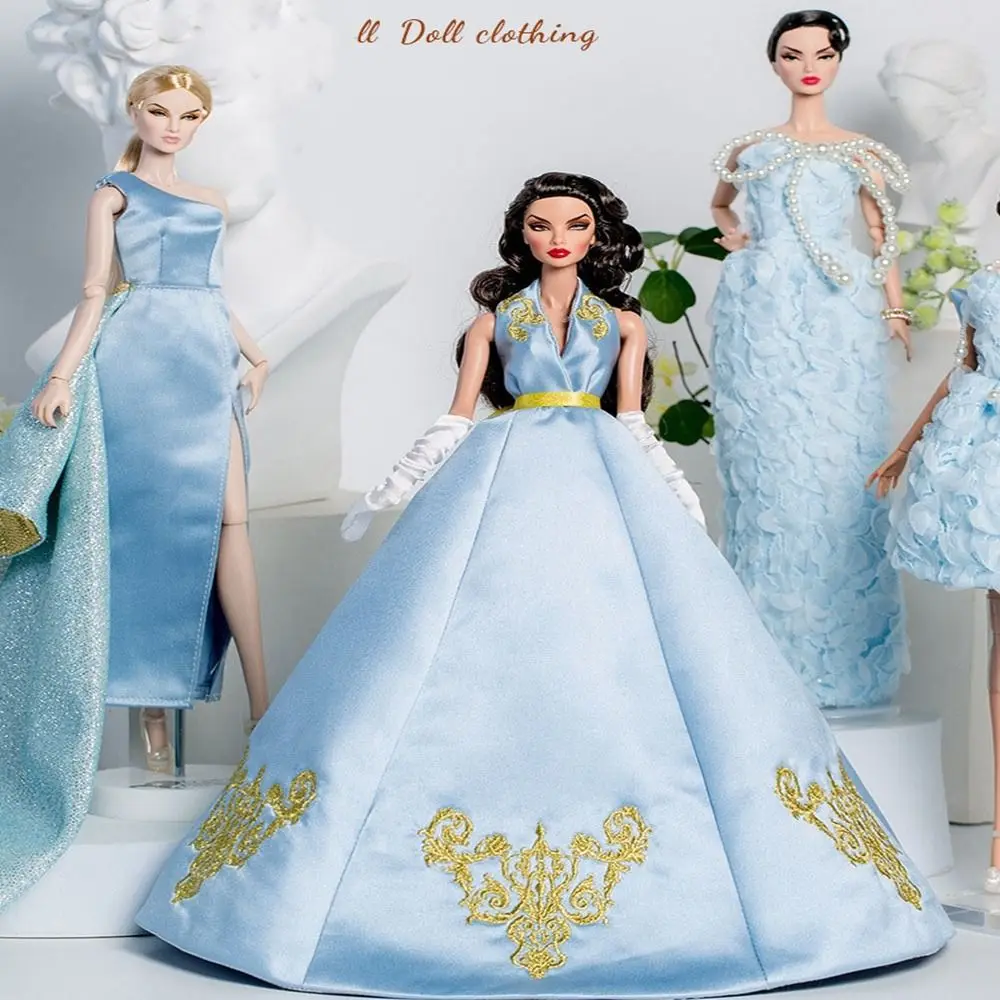 European Fashion Doll Supermodel Blue Dress Embroidery Luxurly 8 Styles Doll Clothes Suit Doll Princess Dress