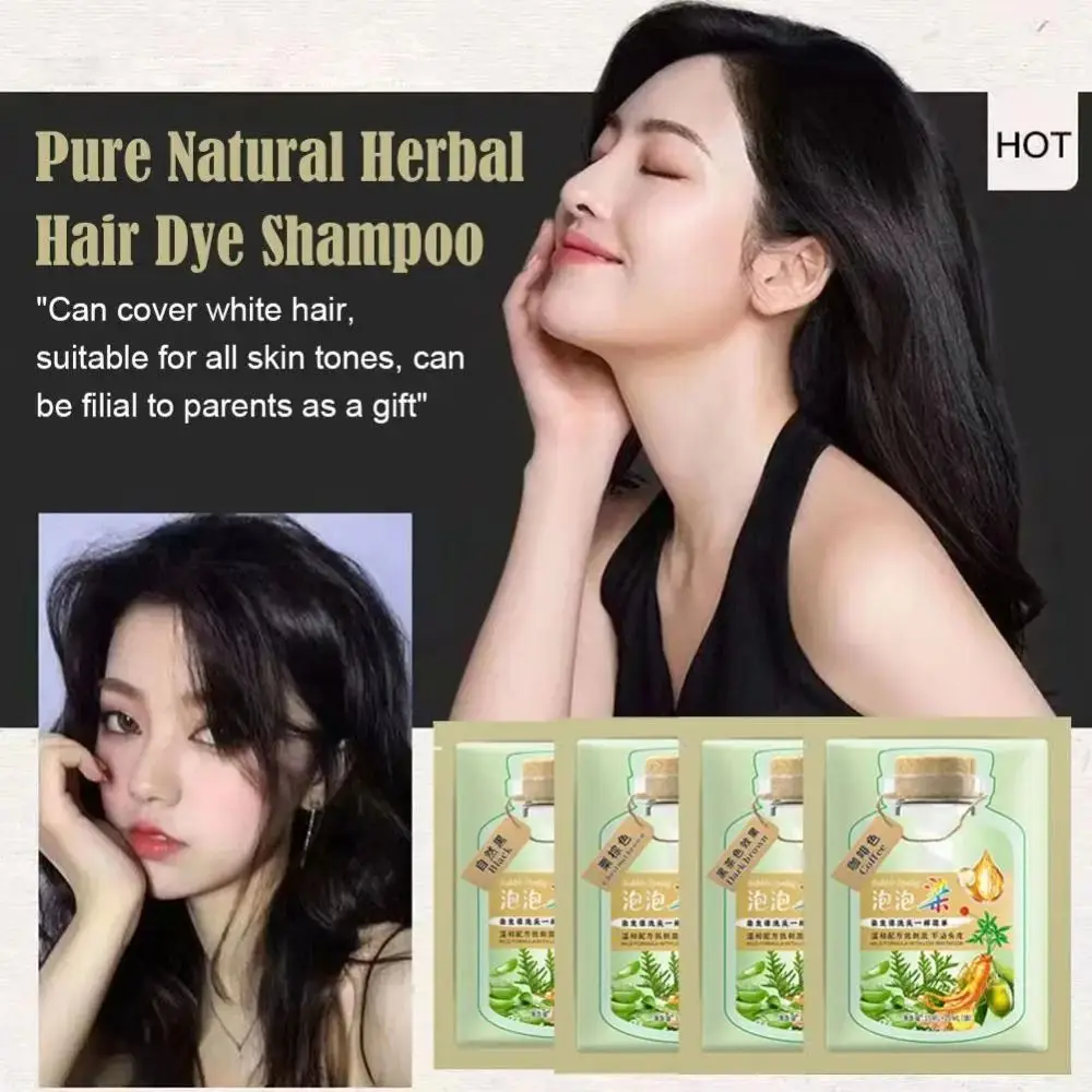 

Easy To Wash Bubble Hair Dye Safe No Stimulating Long-lasting Hair Color Shampoo Unisex Natural Plant Hair Dye Women