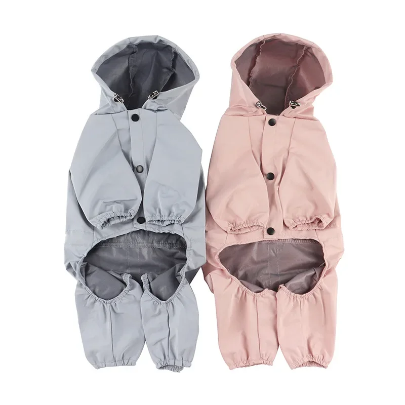 2024 New Waterproof Fully Surrounded Four-legged Pet Dog Double Layer Waterproof Raincoat Cloth CLASSIC Solid Dog Rain Coat 1pcs