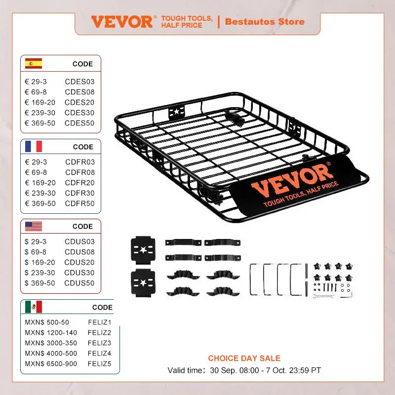 VEVOR Roof Rack Cargo Basket 46