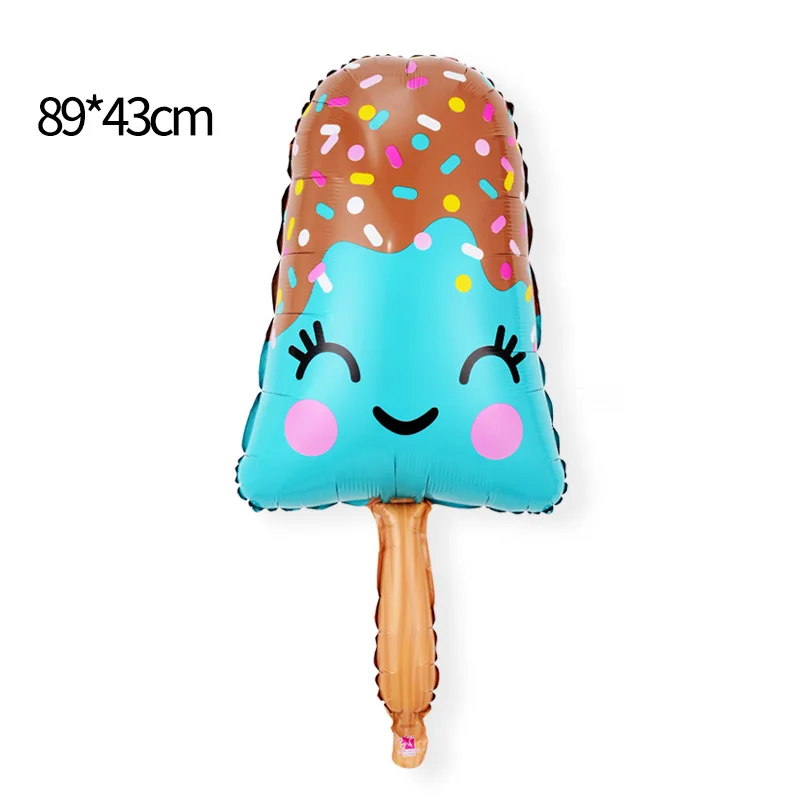 Summer Children\'s Ice Cream Party Decorative Products Ice Cream Sweet Cartridge Popsicle Sundae Alien Aluminum Balloon