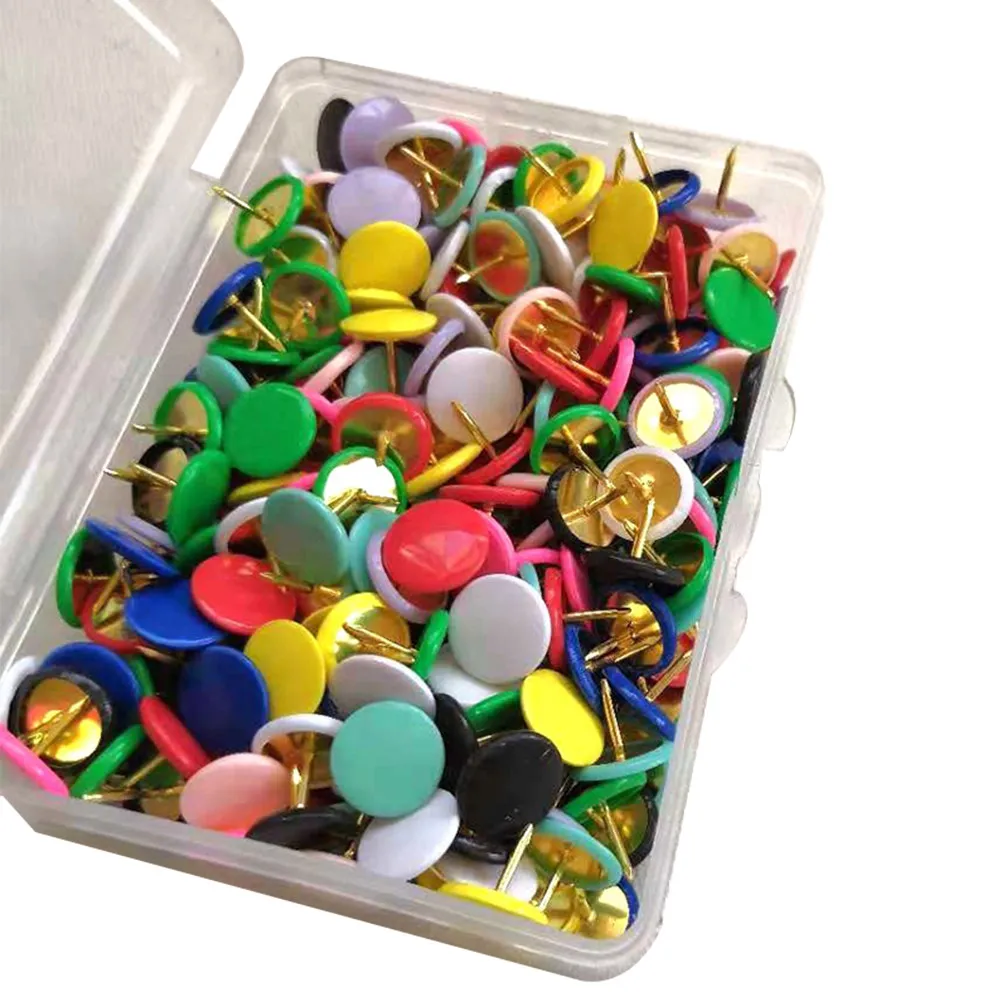 300Pcs Vibrant Decorative Thumbtacks Plastic Metal Hybrid Push Pins Epoxy Patterned Heads Iron Points Bulletin Board Office