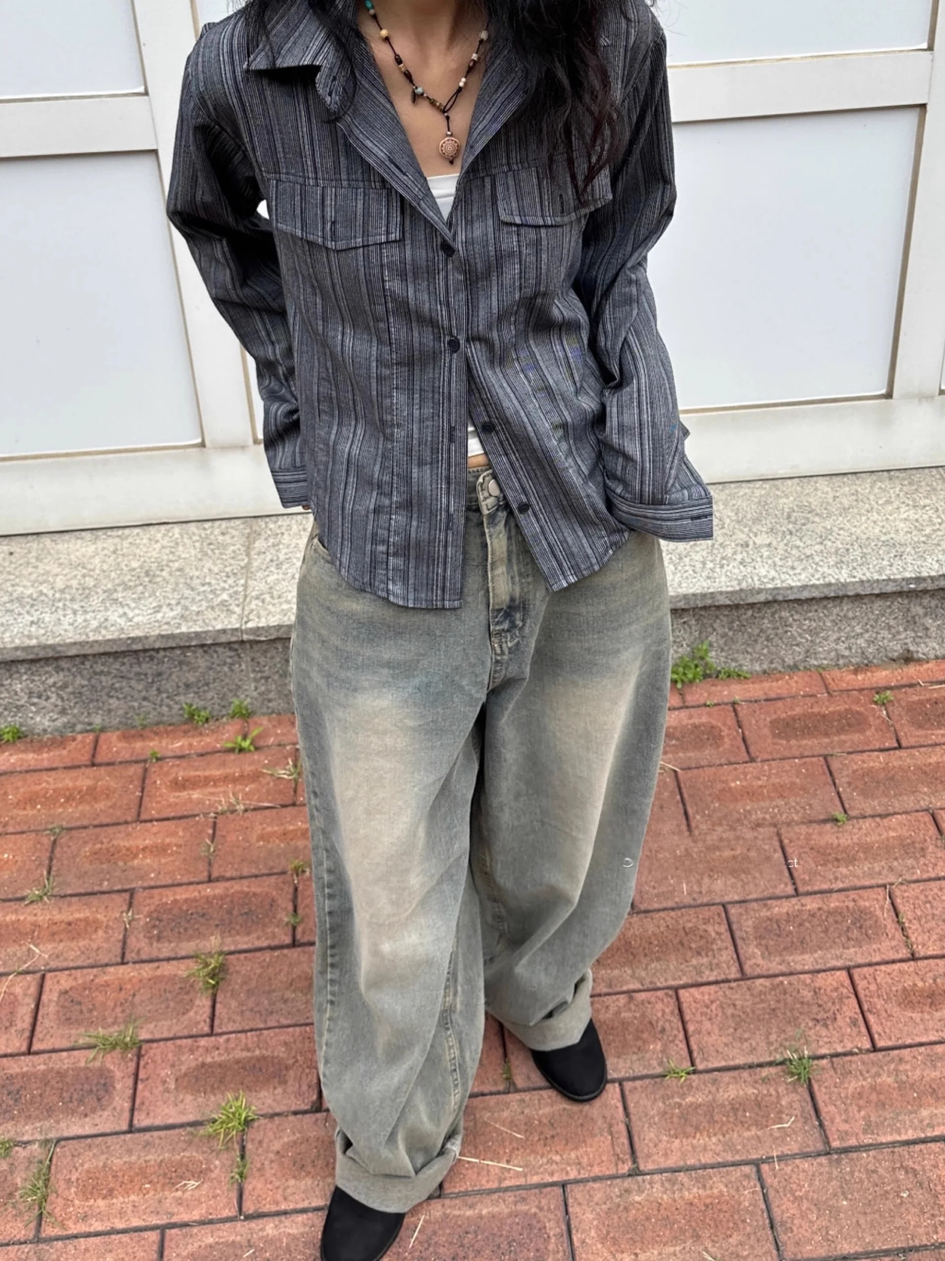 ريترو مخطط طويل Sve فضفاض irt مع كيت Personali حصريًا من البولي ايثيلين للنساء كاجوال Faion Premium Quali