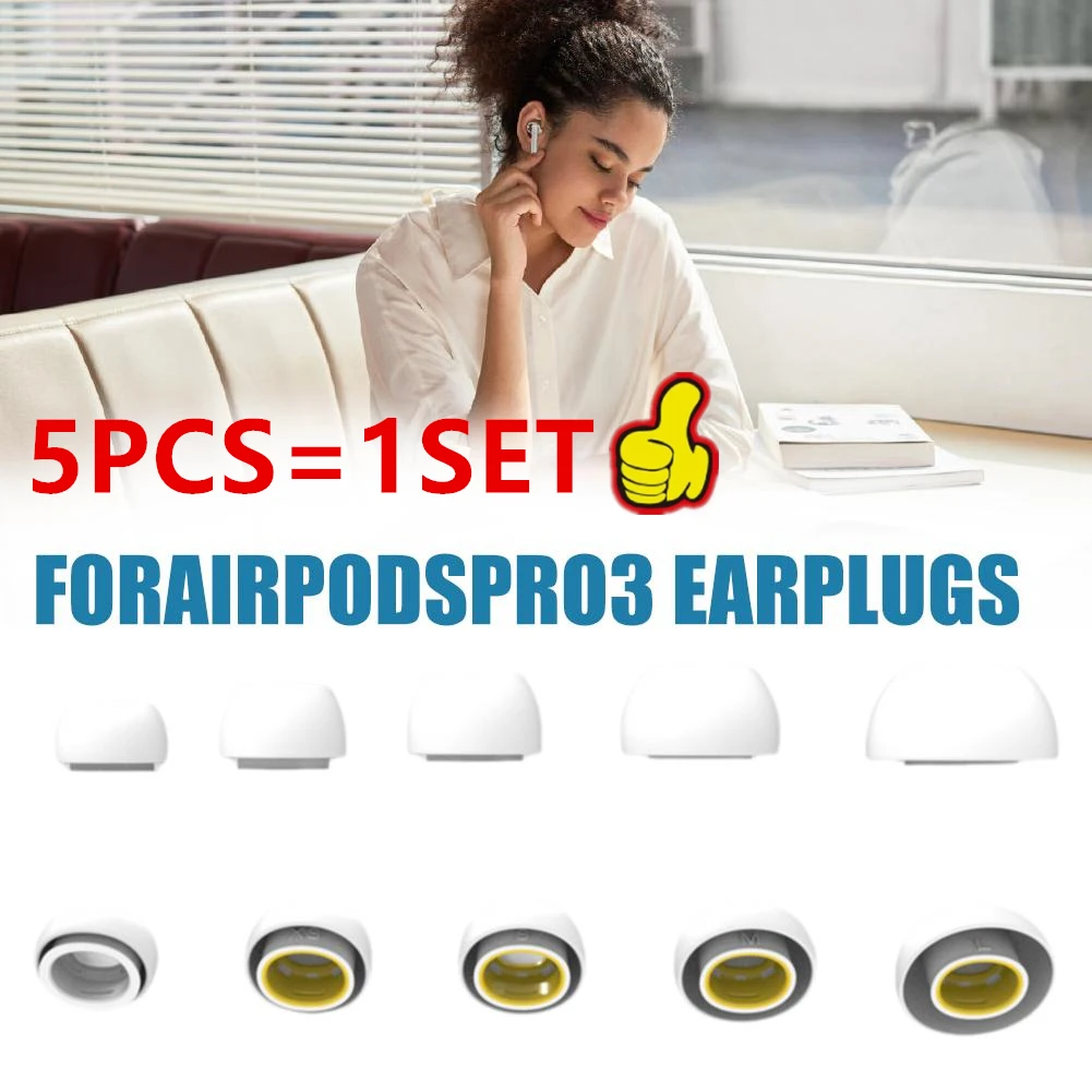 L+M+S+XS+XXS 5 Stück Silikon-Ohrstöpsel für AirPods Pro3 Rauschunterdrückung Ersatz-Ohrhörer-Spitzen, weicher Silikon-Ohrhörer-Abdeckungszugang