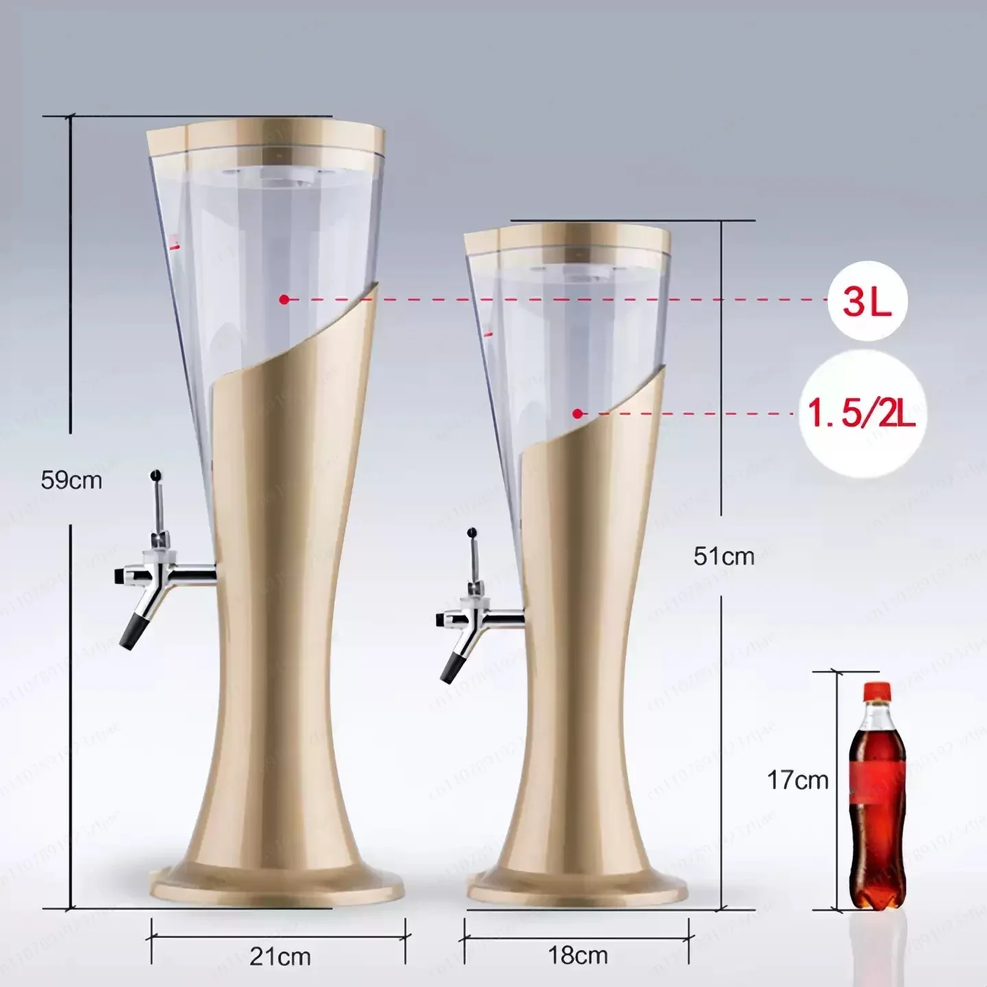 

Creative 3L LED Beer Tower Column Dispenser Cola Cannon Barrel for KTV Bar Home Party