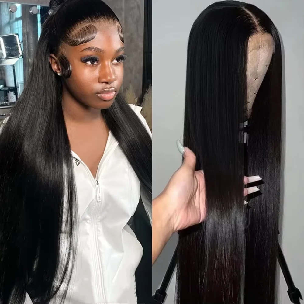 220 الكثافة 40 بوصة العظام مستقيم 7X6 13x6 360 HD الدانتيل الشفاف شعر مستعار أمامي شعر الإنسان قبل قطعها الدانتيل الباروكات الأمامية للنساء