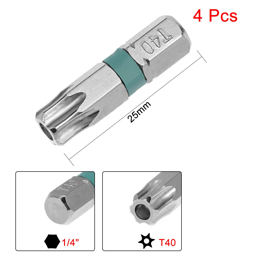 4 stücke Sechs kant schrauben dreher Bit Set 25mm h 2,5 h3 t40 t8 t10 t27 ts20 t15 u4 Sicherheit Torx Schrauben dreher Bits s2 Stahl набор отверток