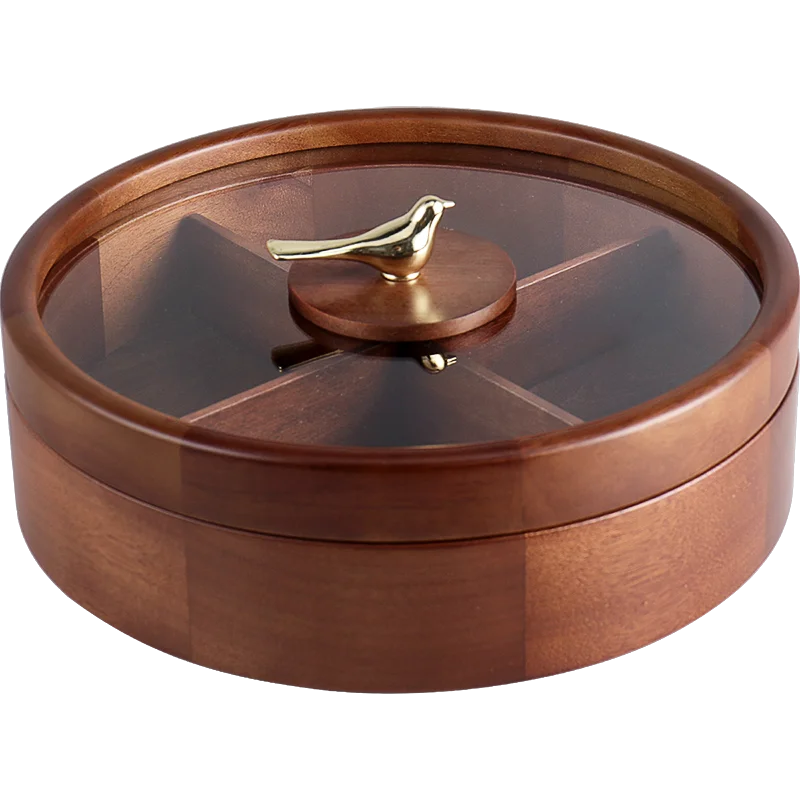 

*Chinese New Year's fruit plate, living room solid wood dried fruit box, nut plate, household fruit plate storage box