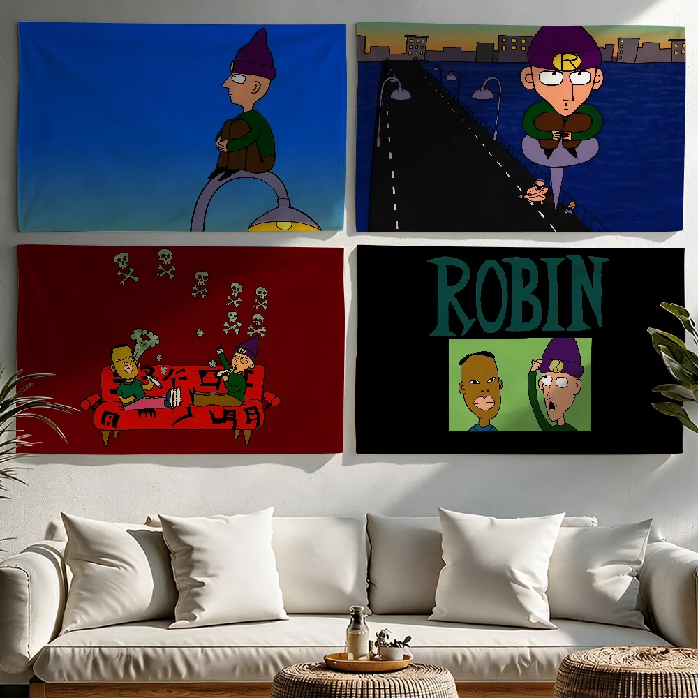 Retro Cartoons Robin R-Radiohead flag Tapestries Outdoor Parties Bedrooms Living Rooms Dorm Rooms Wall Decor Banners Gifts