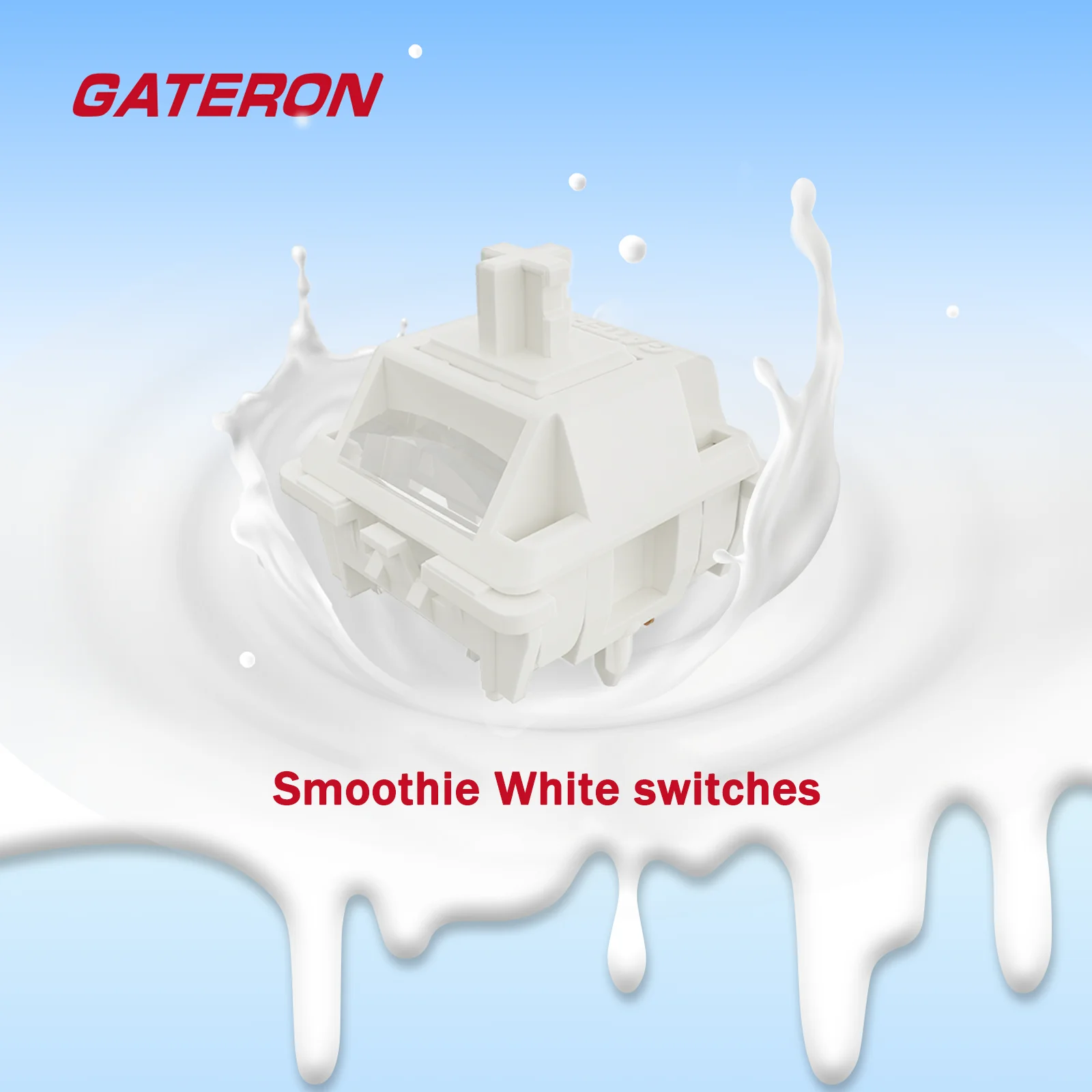 GATERON Smoothie White Switches for MX Mechanical Keyboard, 5-Pin/40gf/Linear/Dual-Stage Spring/Pre-lubed/RGB LED Switches