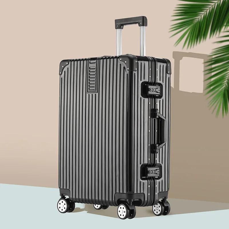 (63) Aluminum frame trolley luggage universal wheel new password travel cabin luggage