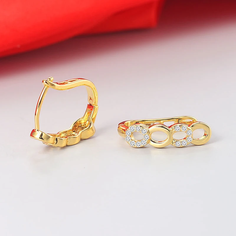 Hollow Hoop Earrings for Women Classic Design Gold Color Cushion Cut Big Cubic Zirconia Wedding Jewelry Gifts ZYE817