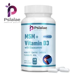 MSM + Vitamin D3 with Glucosamine - Supports Comfort and Flexibility, Joint Care, Strengthens Bones, Non-GMO