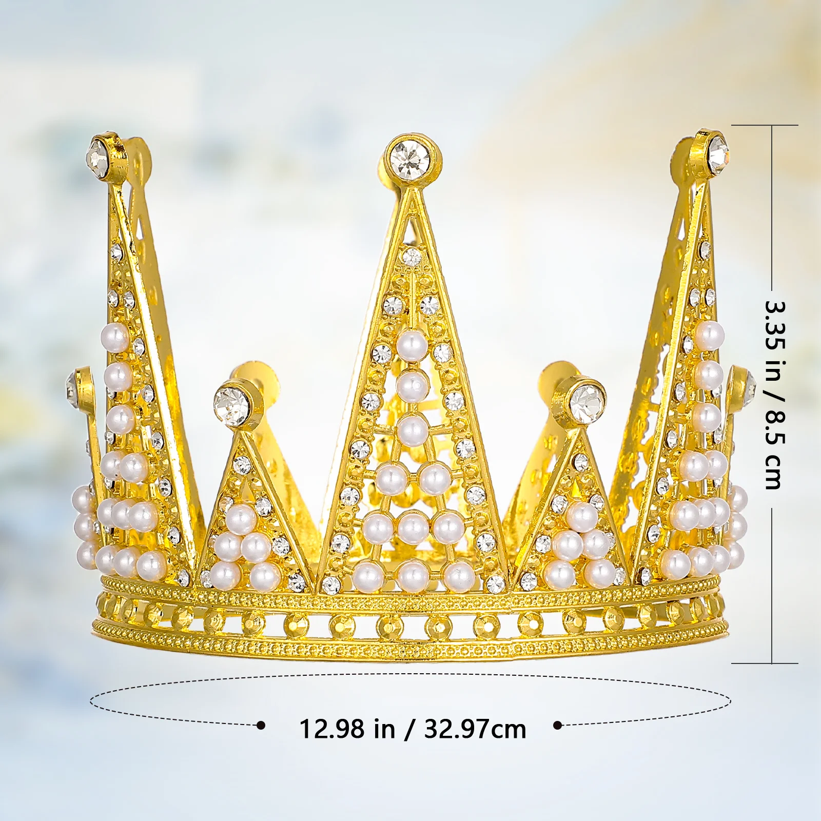 Couronne diadème triangulaire en strass doré, décoration de cheveux de mariage pour mariée, bal de promo, Cosplay, accessoire de photographie