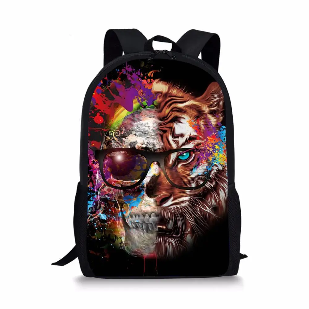 Cool Black Funk Skull 3D Print School Backpack for Boys Girls Back Pack Teenager Kids Book Bag Casual Shoulder Bags Satchel