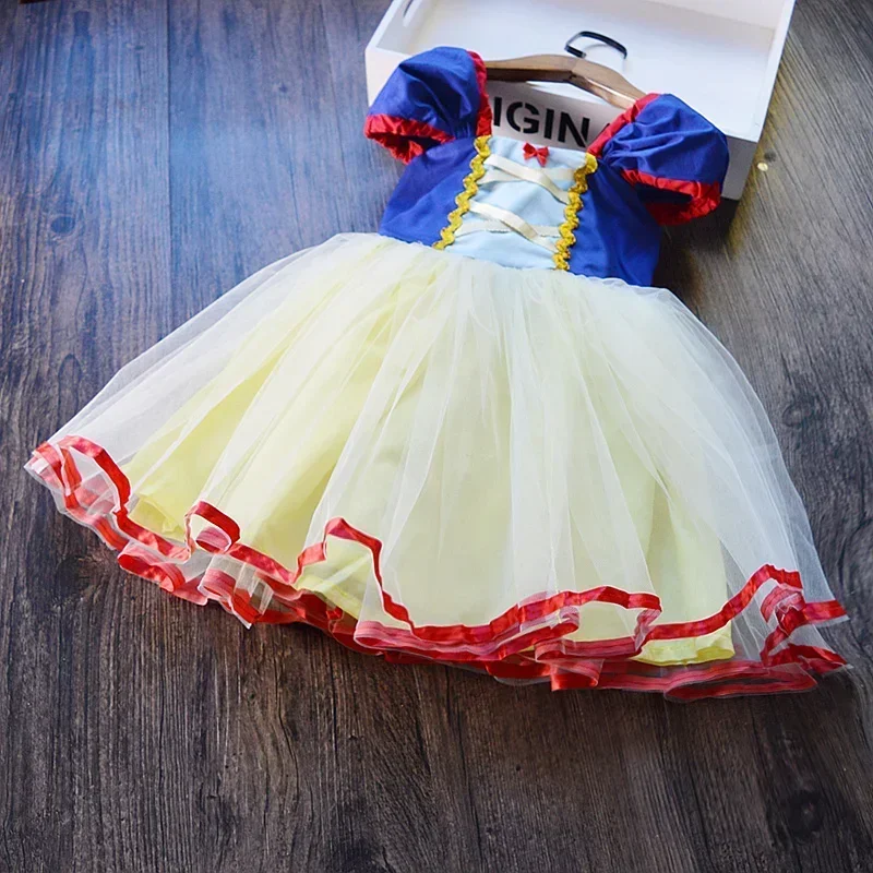 Snow White Princess Costume for Baby Girl Birthday Party Kids Clothes Halloween Carnival Costume Girls Role Play Bowknot Dress