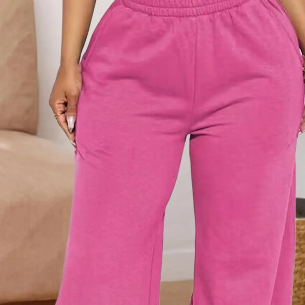 ارتفاع الخصر الهيب هوب نمط Sweatpants سيدة السراويل الطويلة غير رسمية النساء سراويل تقليدية بلون واسعة الساق بنطلون مع جيوب مرنة #5