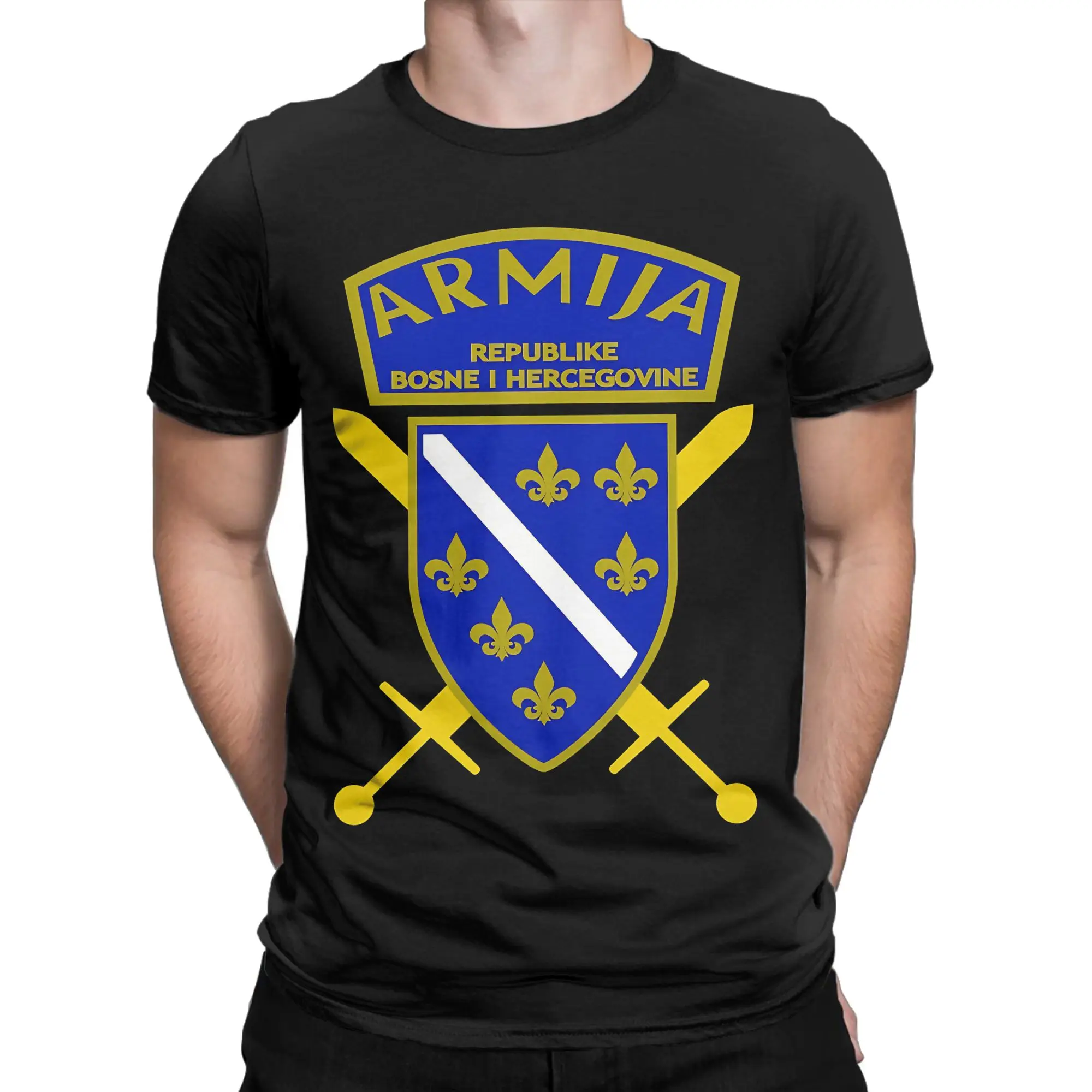 Armija Bosna i Herzegovina BiH Bosnia Camisetas Camisetas de algodón puro Cuello redondo Ejército de la República de Bosnia Camisetas Ropa