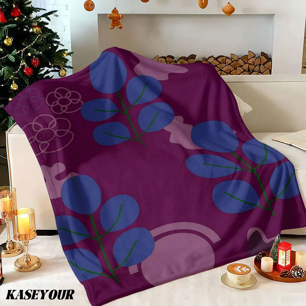 Indigo Foliage Winter Summer Flannel Blanket Throw Fleece Soft Fuzzy Plush Cozy Fleece Blankets for Sofa Ideal Gifts