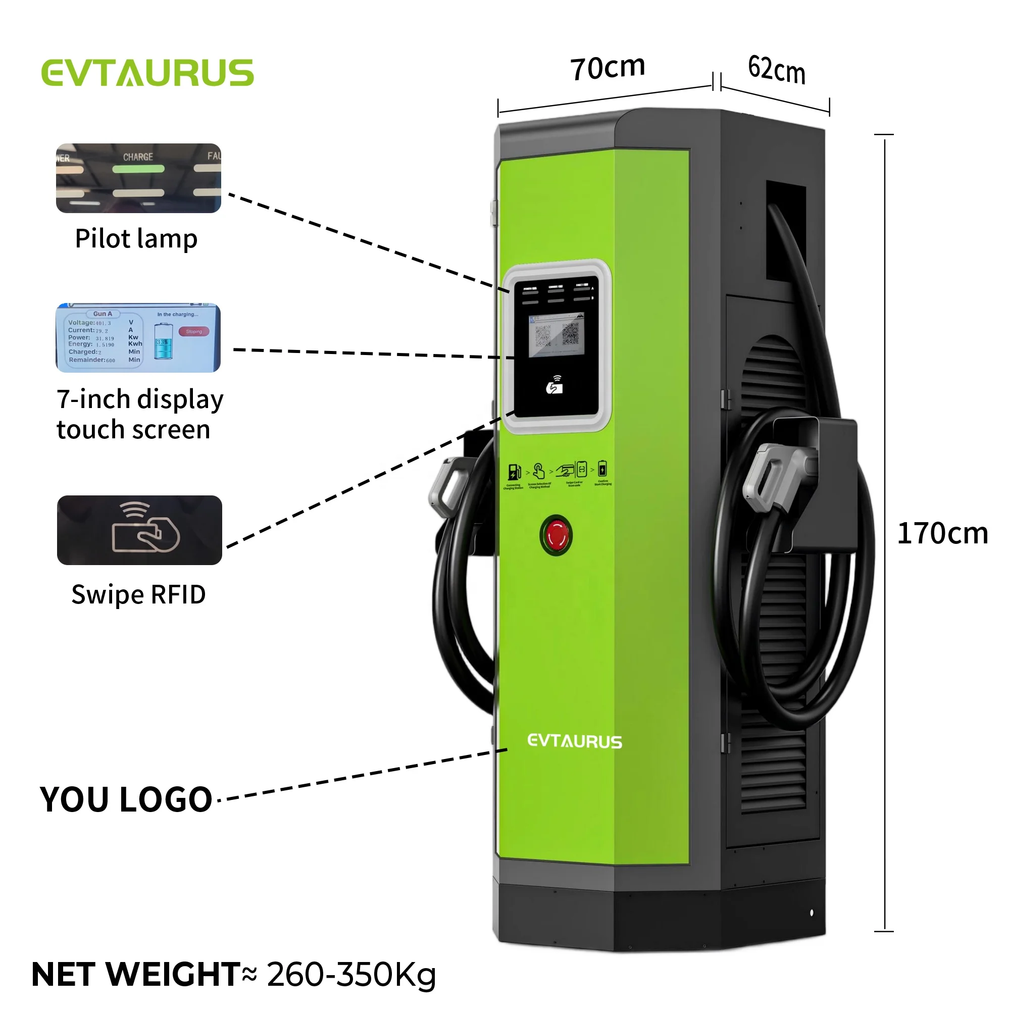 60/120/160/180/240KW New Outdoor Floor-Mounted DC EV Charger Interfaces Commercial OCPP1.6J