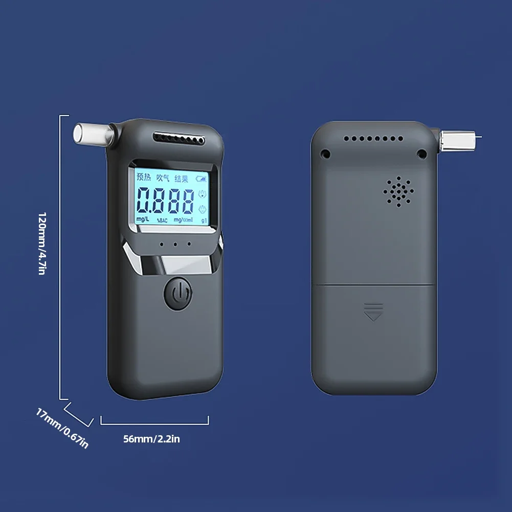 Digital Alcohol Tester Alcohol Breath Detector Breathalyzer Police Alcotester with 5 Mouthpieces LCD Display Drunk Driving Test