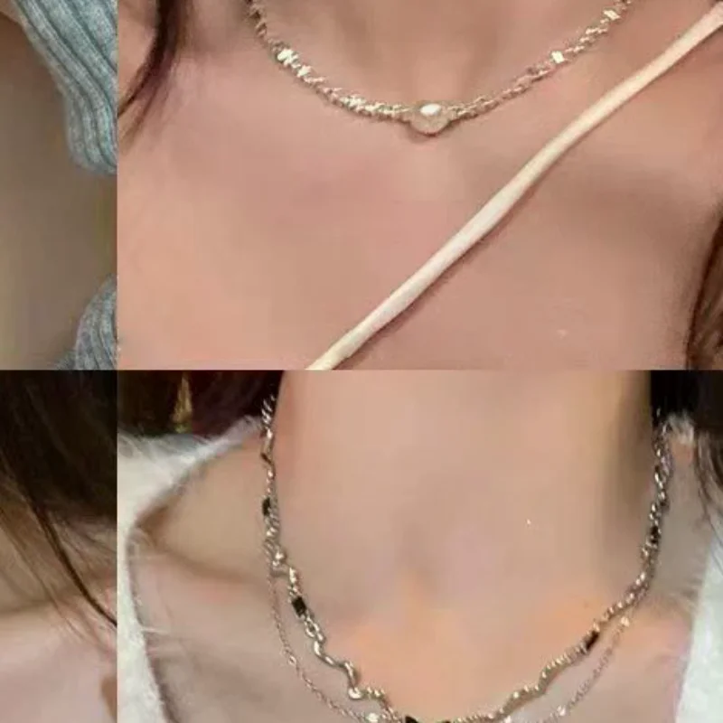 Sweet Irregular Minimalist Temperament Pearl Neck Chain Tassel Choker Necklaces For Women Anniversary Trendy Jewelry Gift