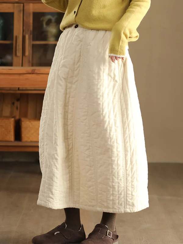 Inverno novo algodão feminino a linha saia casual cintura alta cintura elástica longa dr versátil commute sle saia bordada