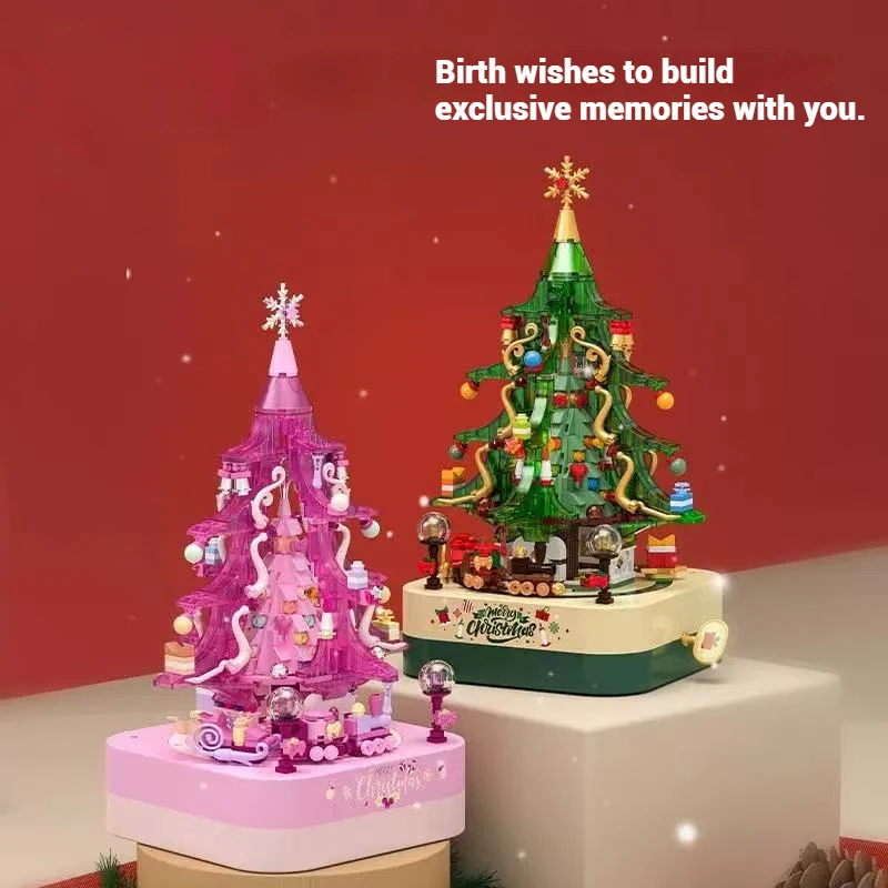 JAKI صندوق تشغيل الموسيقى ألعاب مكعبات البناء نموذج تجميعها سطح المكتب زخرفة شجرة عيد الميلاد بناء لعبة هدية عيد الميلاد للأطفال #3