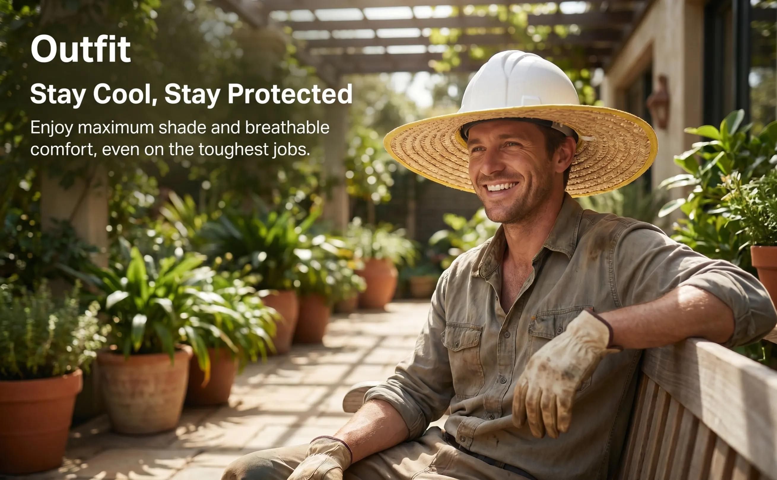 Hard Hat Sun Shade Straw Sunshade Visor Construction Worker Large Brim Breathable Cooling Vent Removable Cover Neck Ear