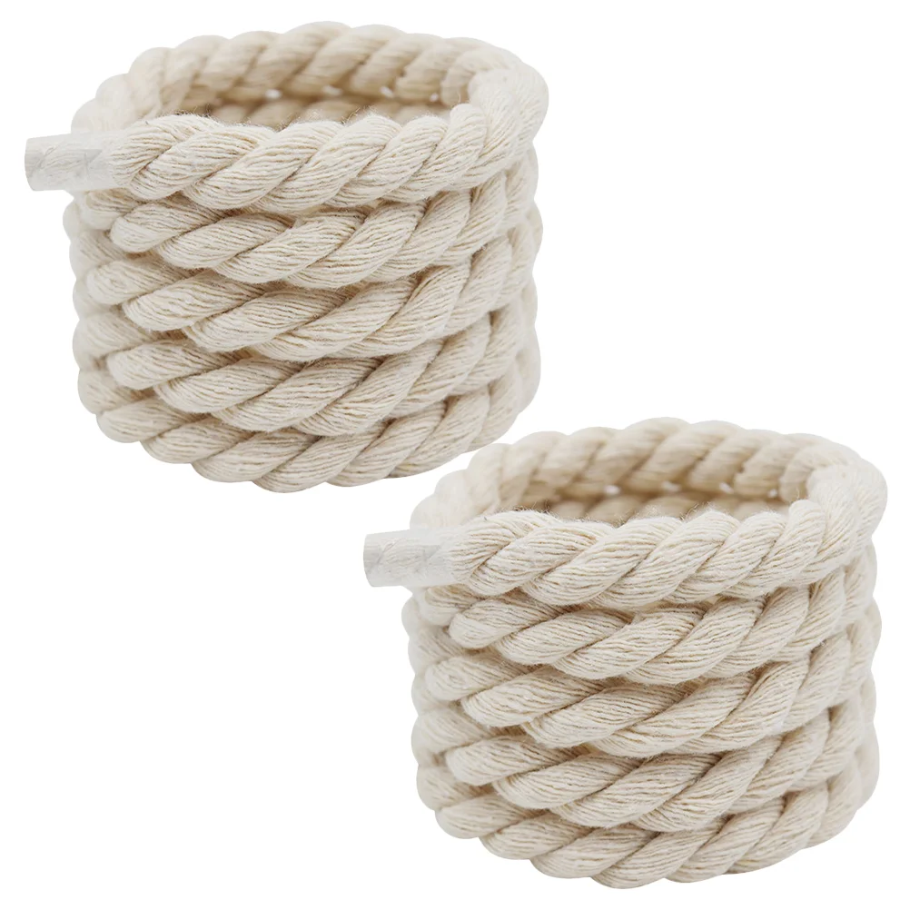 Hand-woven Rope Thickened 1cm Round Solid Color Three-strand Cotton Shoelace Decoration ( 120cm) Shoelaces Shoes