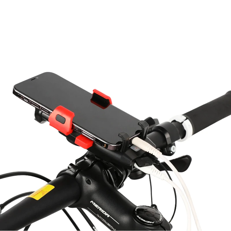 Nuovo arrivo 4 in 1 luci frontali per bici impermeabili ricaricabili tramite USB clacson per bicicletta a LED con supporto per telefono luce per bicicletta