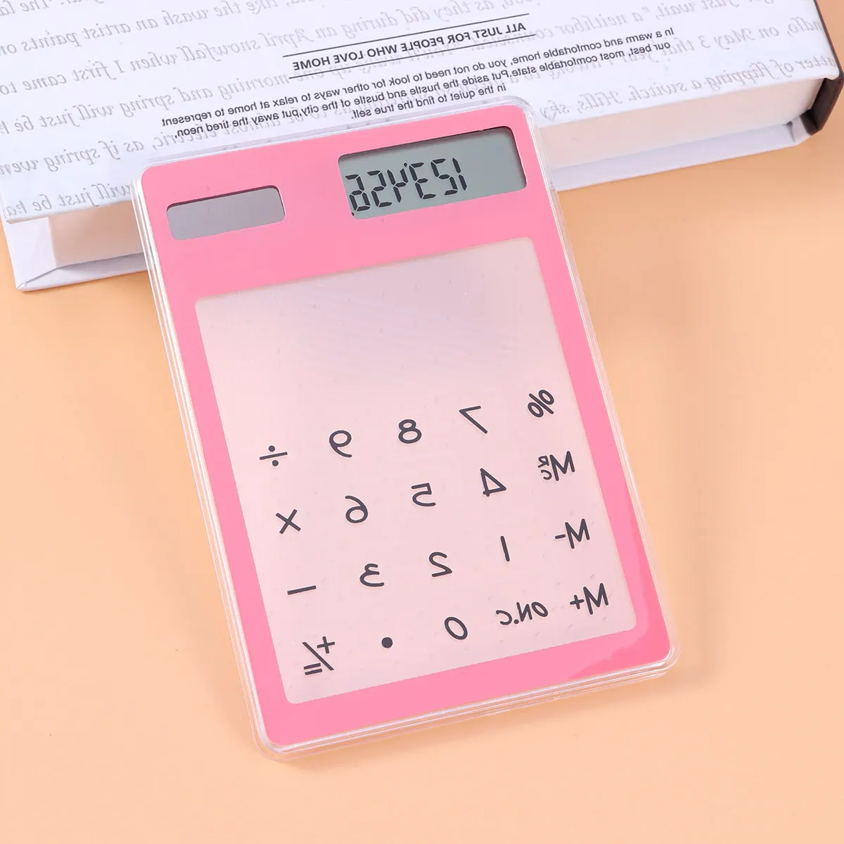 Solar Calculator Transparent Panel 8-Digit LCD Screen Portable Office School Supplies Solar Powered Touchscreen