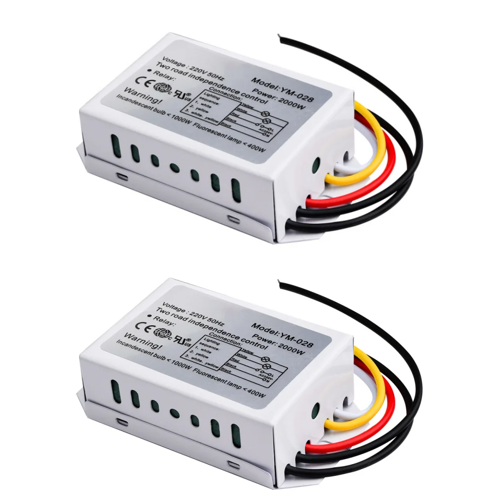 2Pcs 220V 2 Ways Digital Subsection Switch 1000W 300W for Ceiling Light Independence Control Section Switch Piecewise Switch