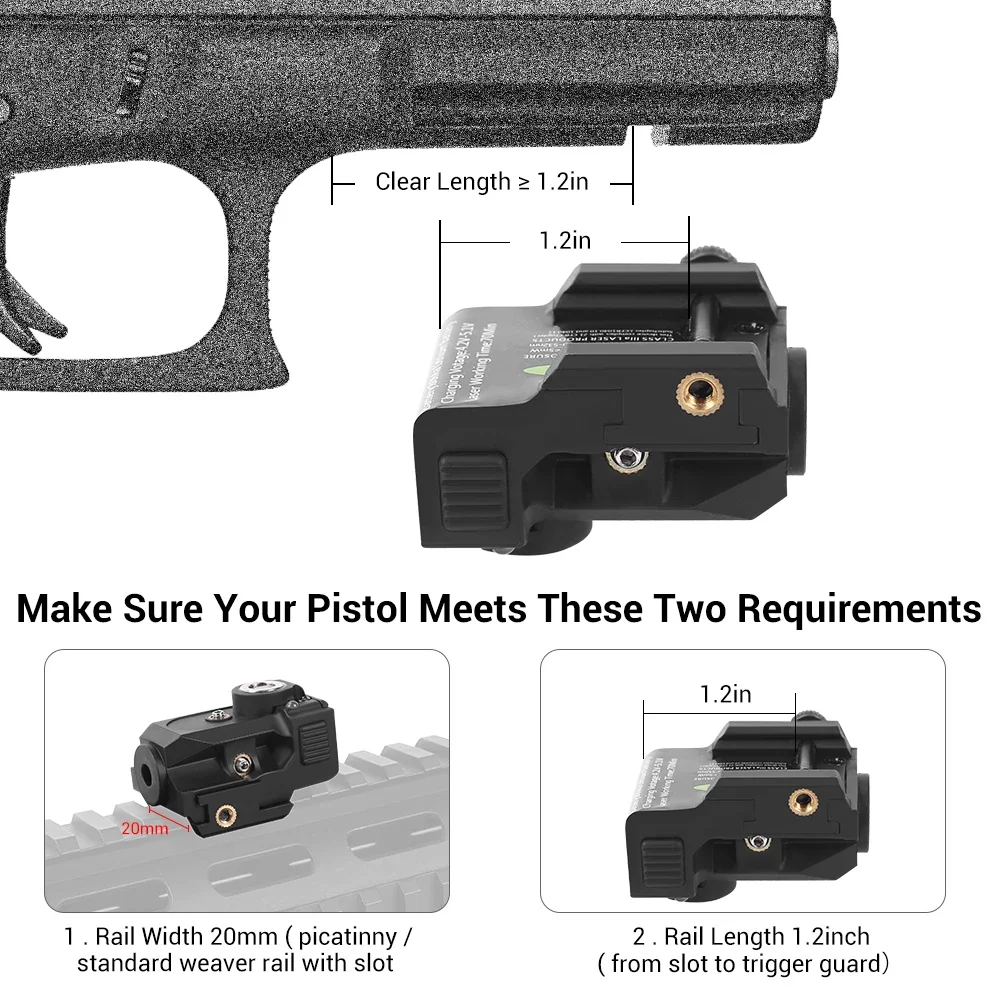 Mira láser táctica roja y verde para pistola con Picatinny 20 mm - imagen 4