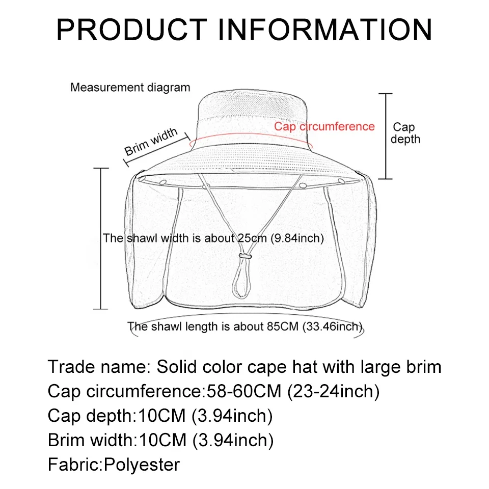 LOOGDEEL Summer Sunshade Fishing Cycling Cap Outdoor Sunscreen Face Covering Hat Oversized Brim Dual-purpose Fisherman Headwear