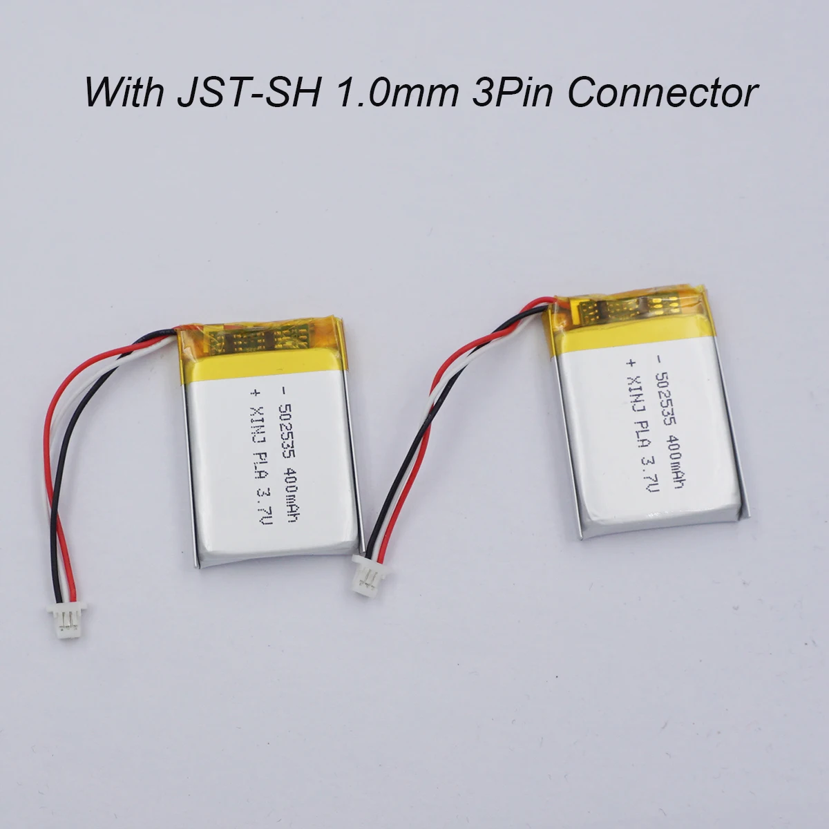 2PCS 3.7V 400mAh 1.48Wh Thermistor 3-Wire Li Li-ion Battery 502535 JST-SH 1.0mm For GPS DashCam Camera Bluetooth Speaker 052535